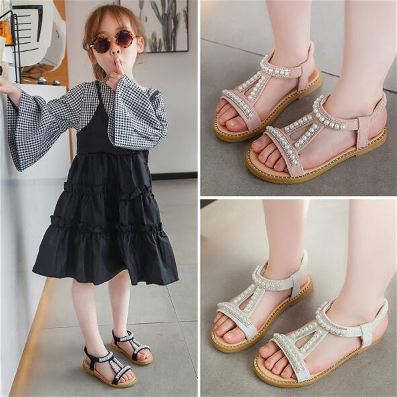 2024 neue Sommer Baby Mädchen Sandalen 3 Farben Mode Süße Perle Baby Mädchen Schuhe Anti-slip Weiche Sohle Strand sandalen Erste Wanderer Prinzessin Schuh