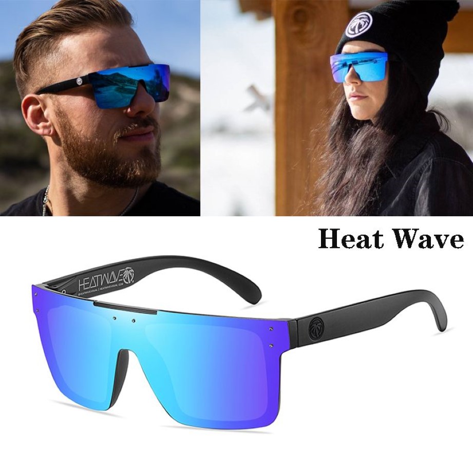 Heat Wave 2022 Oversized Mode Goggle Vierkante Stijl Gepolariseerde Zonnebril Heren Dames Sport Brand Design Zonnebril Rivet Shadeds w174g