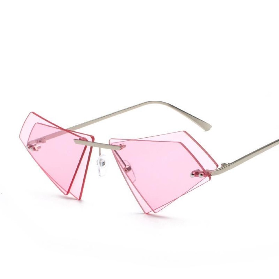 Индивидуальные солнцезащитные очки для мужчин и женщин, модные безрамочные модные очки с двойными треугольниками нестандартной формы 1379 Frames2429