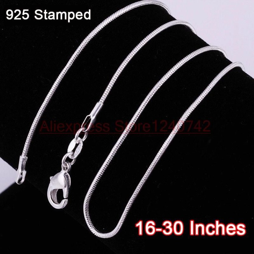 كامب -16-30 بوصة سلاسل قلادة الأفعى 1 2mm 925 sterling الفضة النتائج DIY المجوهرات 235Z