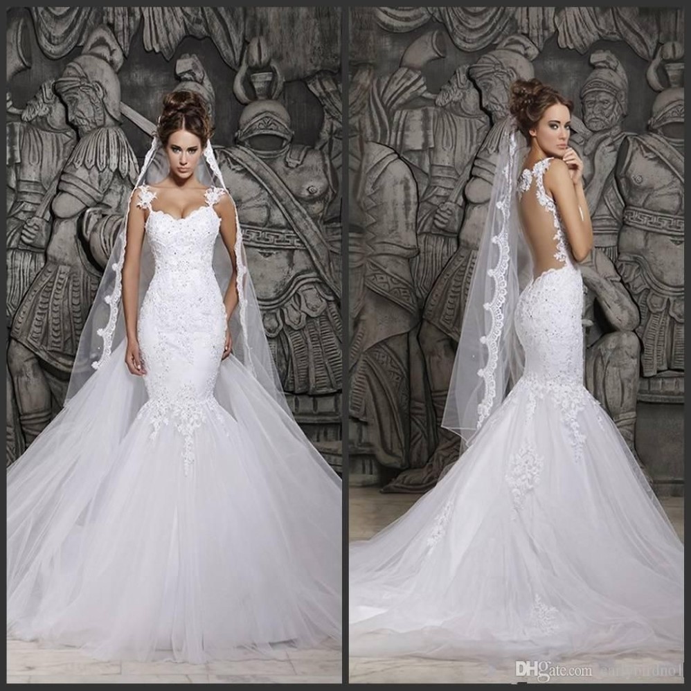 Berta rendas vestidos de casamento sexy ilusão volta com trem destacável marfim tule sereia primavera berta vestidos de noiva custom made272d