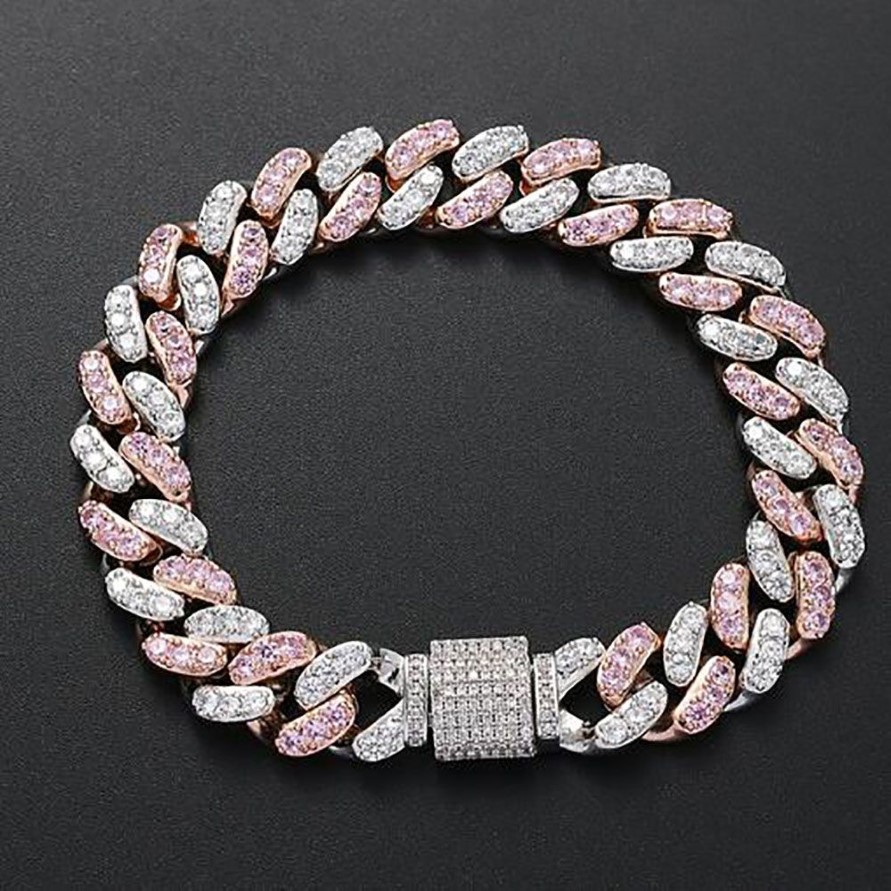 رجال 12 مم 7 بوصة 8inch ميامي كوبية سلسلة السوار الهيب هوب تشيك ستة أساور الكوبيات الكعبة Zirconia Jewelry203030303030