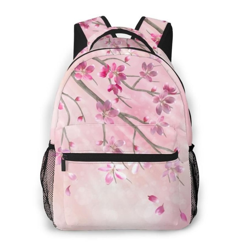 Stil sırt çantası erkek gençler kreş okulu çantası bahar ağacı şube kiraz çiçeği geri çantalara250e