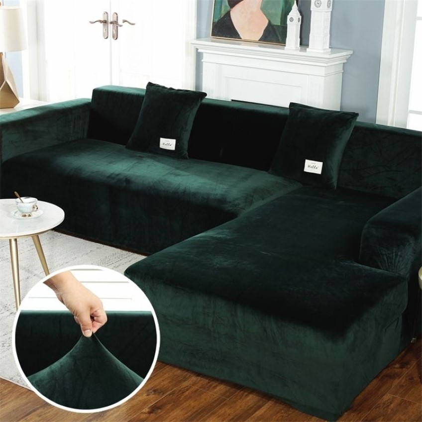 Pluszowa sofa osłona aksamitna elastyczna skórzana część narożna segment do salonu Couch Couch Couch Set Fotel Cover L Shape Siet Fatcovers L282S