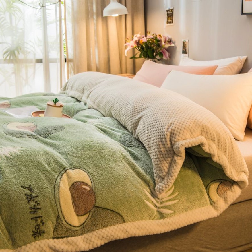 Супер мягкое одеяло с рисунком ананаса и авокадо, толстое коралловое флисовое плюшевое пододеяльник, двухсторонние теплые одеяла для кровати 201111285h