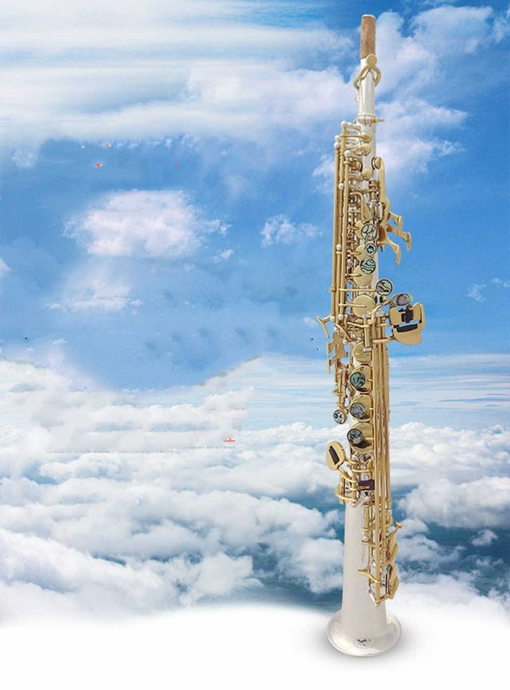 Japan äkta sopransaxofon silverpläterad musik Ny S-992 B platt rak saxofon som spelar professionellt