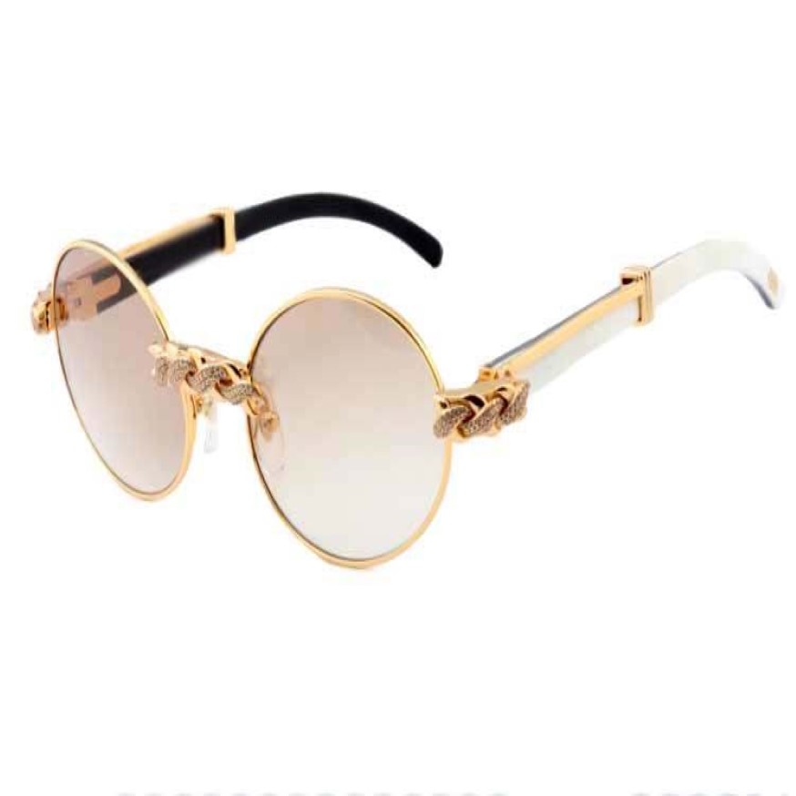2019 New Retro Fashion Round Diamond Sunglasses 7550178 Natural Mixed Horn Luxury Luxury Sunglasses Glasses Size 55 57-22-135mm261s