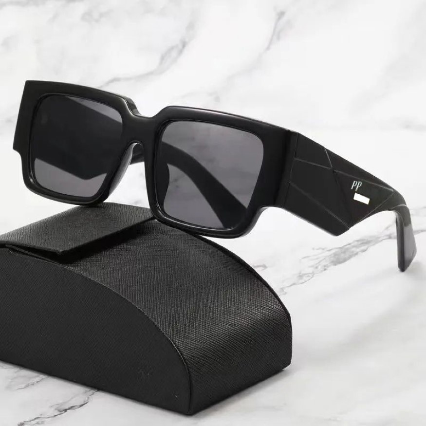 Lunettes de soleil noires à jambes larges pour hommes et femmes, classiques, polarisées, avec lettres latérales, à la mode, de plage, Adumbral avec étui 266D