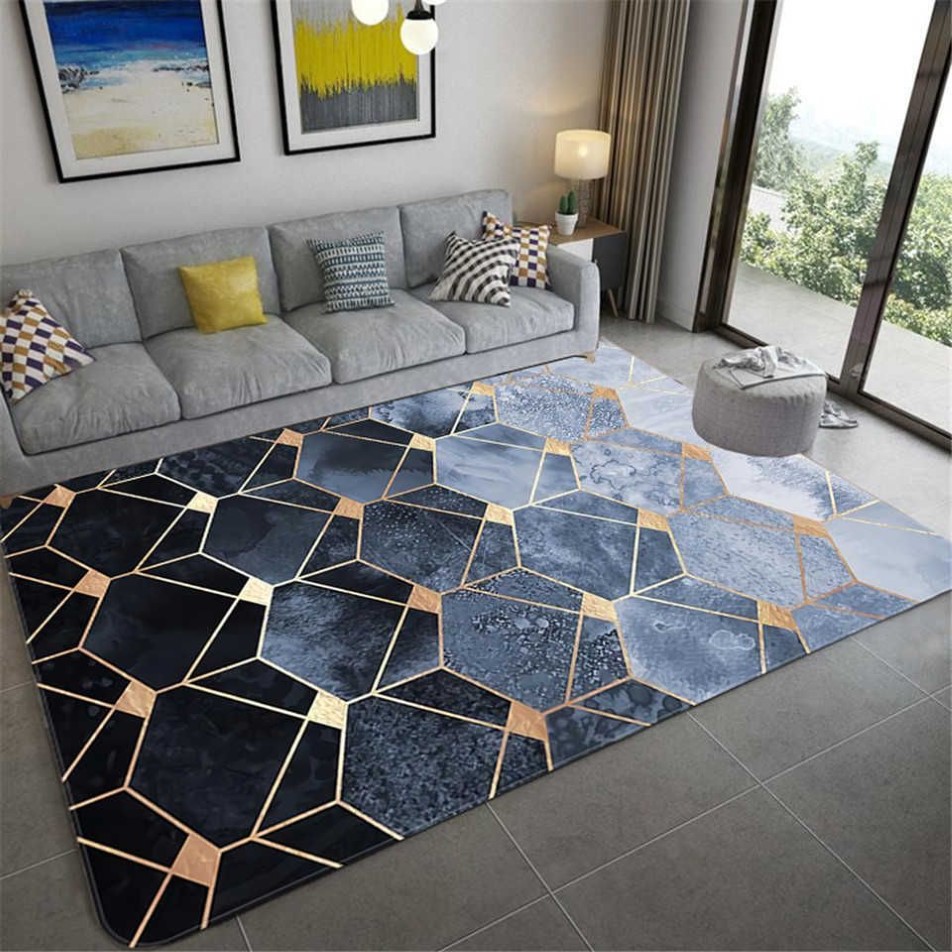 Nordic Gradient Gray Geometric Marble Carpet Living Room Fashion Luxury Room Carpet Floor Mats For Bedroom Bedside Rug Luxury 2103312t