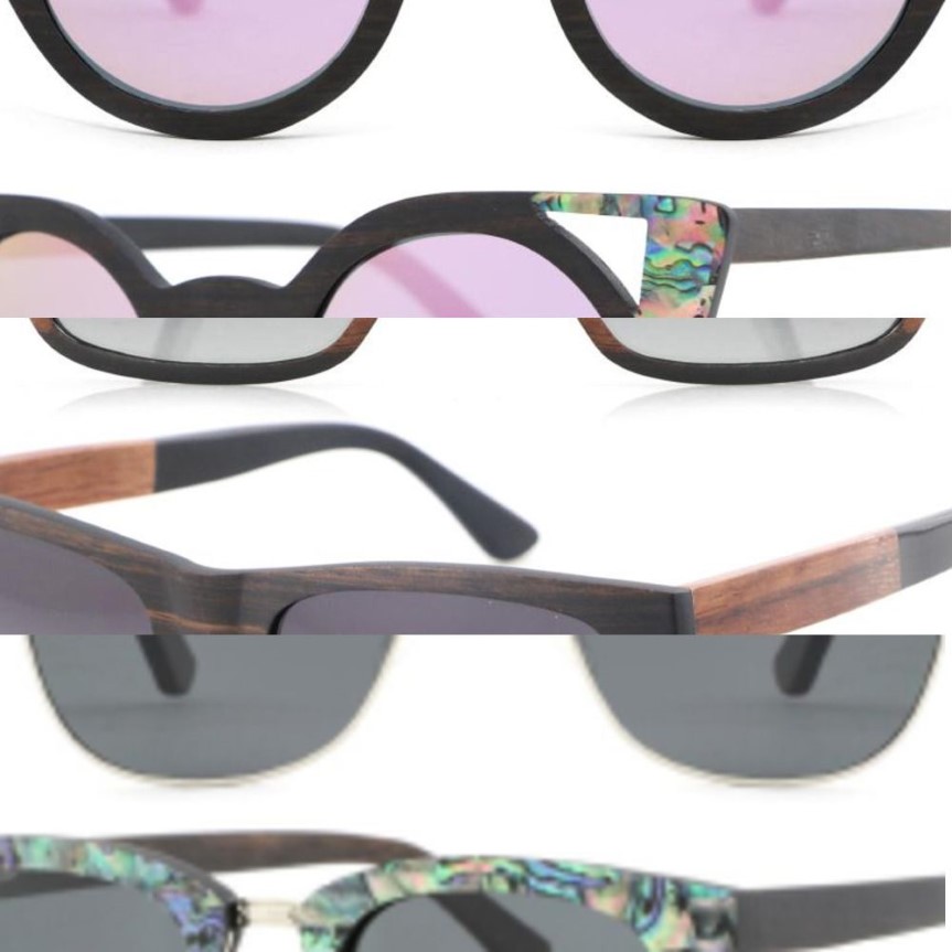 Drop Polarized Abalone Shell Sunglasses Women Square Frame Rim Wood Veneer Custom wooden Sun Glasses J1211190I