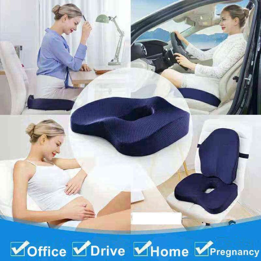 Cojín de asiento de espuma viscoelástica, almohada ortopédica para coxis, cojín para silla de oficina, almohada para asiento de coche, cojín para asiento de vértebras de masaje para silla de ruedas 21102313w
