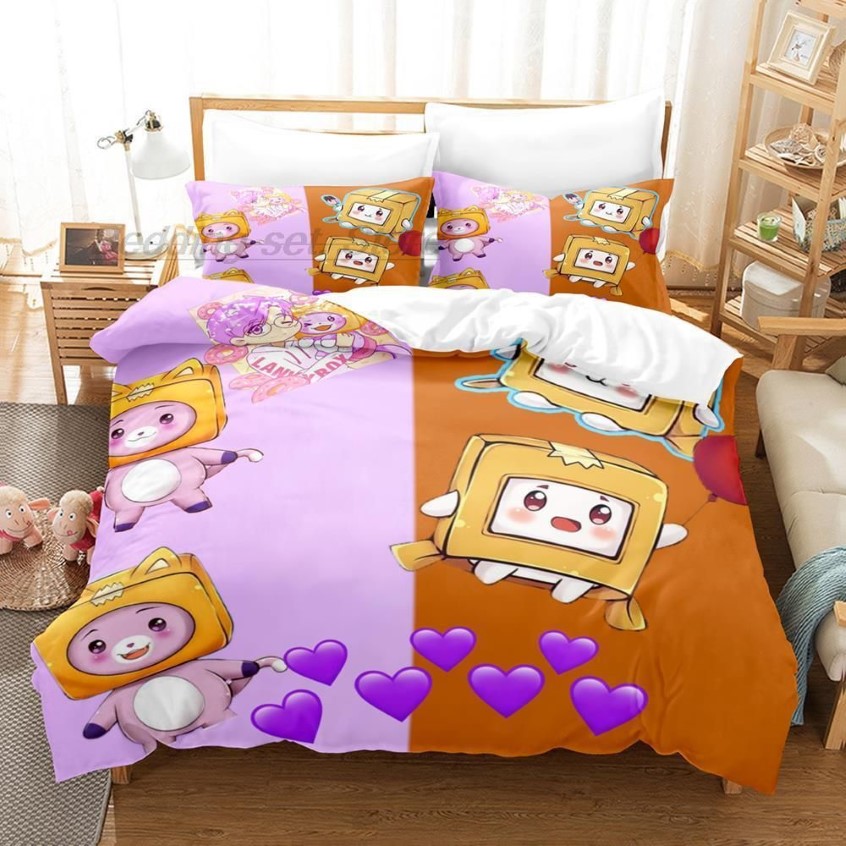 Conjuntos de cama Kawaii Lankybox Conjunto de cama Single Twin Full Queen King Size Bed Set Aldult Kid Quarto Duvetcover Sets 3D Bed Cover 2788