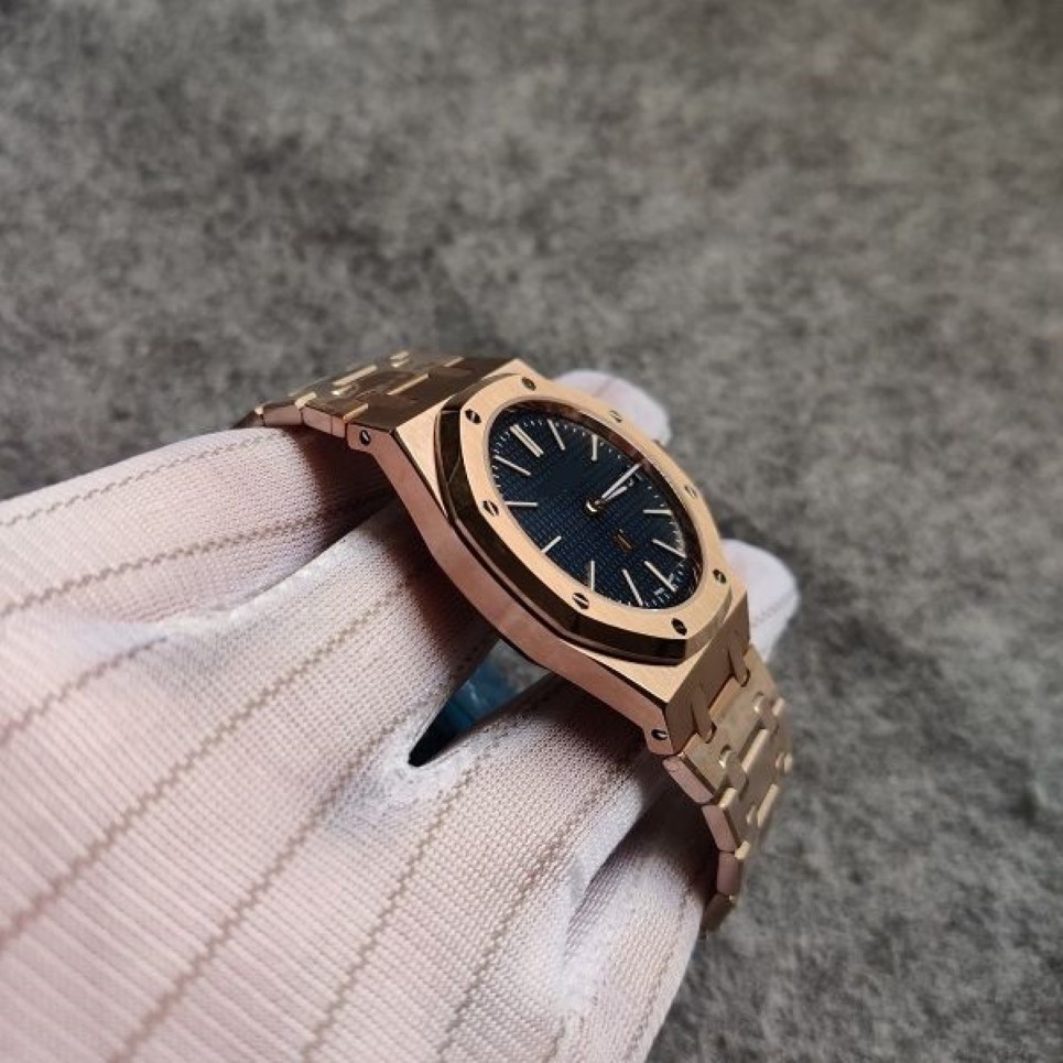 39 mm Extra cienki zegarek męskie zegarki męskie SS Bransoletka na rękę 15202 Najwyższej jakości automatyczny CAL 2121 Ruch Sukienka Business 297T