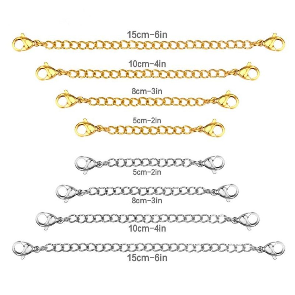 Chains Whole 316L Plating Extended Chain Necklace Stainless Steel Rolo Gold Color 2 3 4 6 Inch ChainChains260M