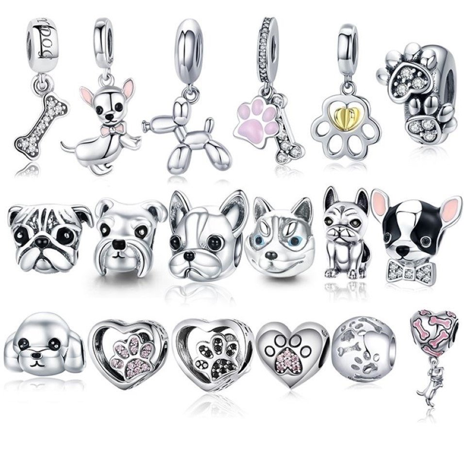 925 Sterling Silver A DogのストーリーPoodle Poodle French Bulldog Beads Charm Fit Bisaer Charms Silver 925オリジナルブレスレット2202766
