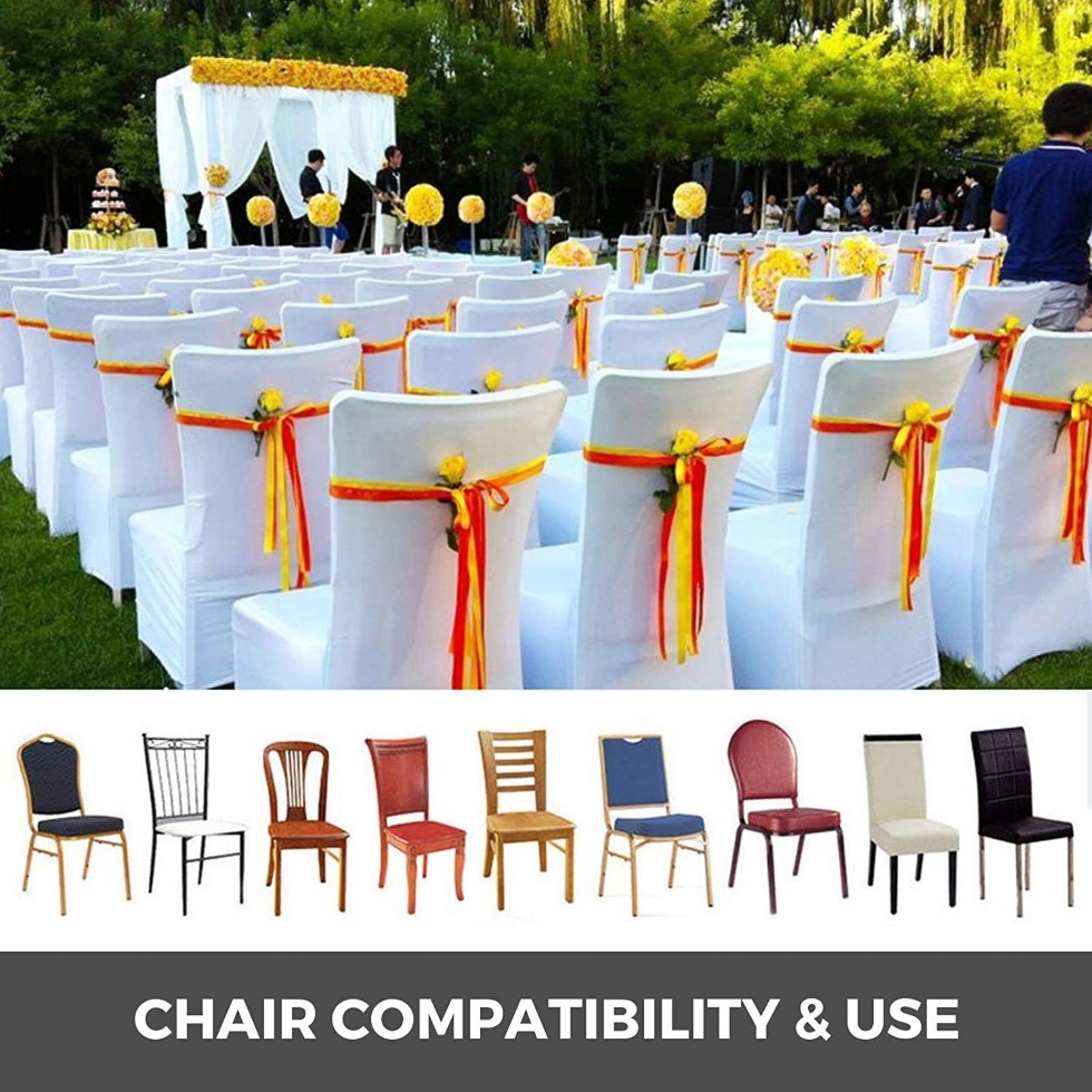 VEVOR White Spandex Chair Cover Stretch Polyester Spandex Slipcovers for Banquet Dining Party Wedding Chair Covers 2271x