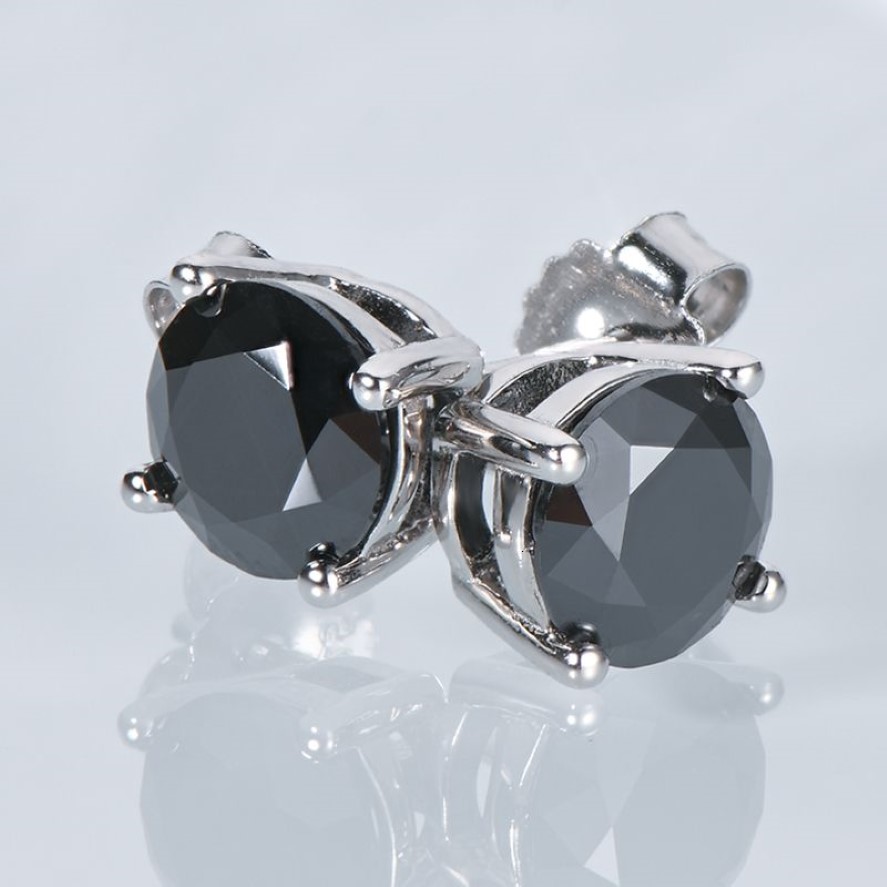 Stud Iogou Black Studörhängen för män Kvinnor D Färg 6 5mm Solitaire Diamond Earrings Solid 925 Sterling Silver Jewelry 230208252Y