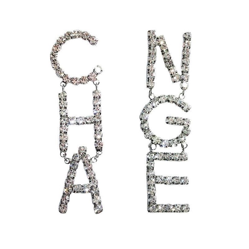 Clear Crystal Letter CHA Drop Dangle Oorbellen Voor Vrouwen Mode-sieraden Trendy Statement Accessoires Hele Kroonluchter298L