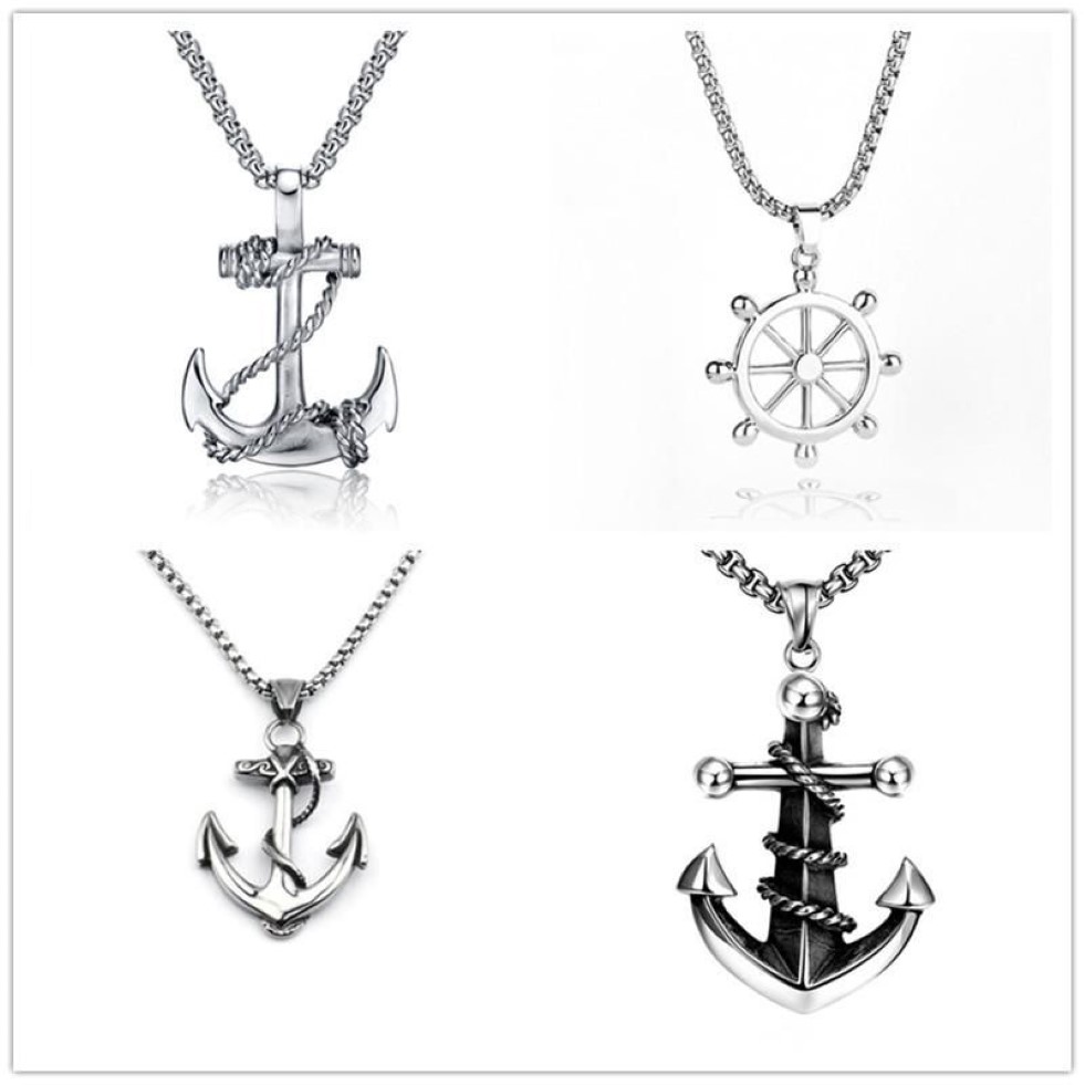 Chains Stainless Steel Sea Anchor Sailor Men Necklaces Chain Pendants Punk Rock Hip Hop Unique For Male Boy Fashion Jewelry Gifts2258