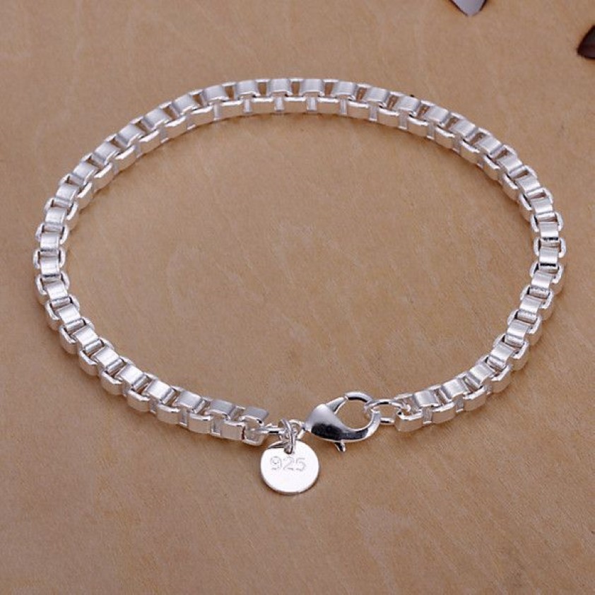 Prezent 925 Srebrna Bransoleta pudełka Aberdeen DFMCH172 Zupełnie nowa moda 925 Srebrny łącznik łańcuchowy Bracelets313z