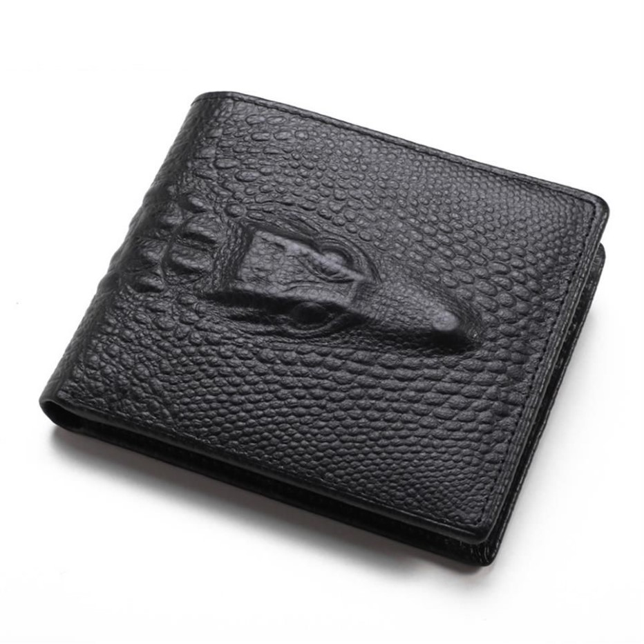 Borsa bifold corta moda di alta qualità 3d pelle di coccodrillo nero marrone uomo portafogli firmati in vera pelle229S335O