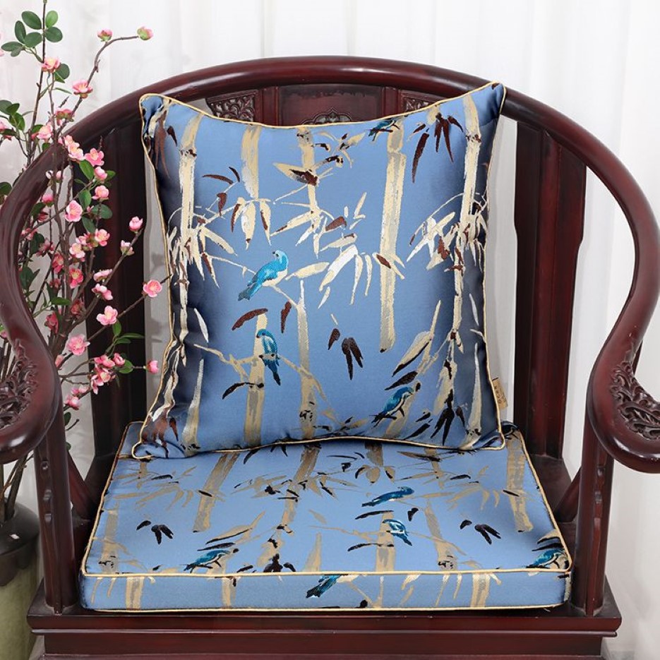 Lyxig tjock soffa stol armstöd säte kudde lumbal kudde bakkudde high end blommig kinesisk sidenstol kuddar heminredning1896