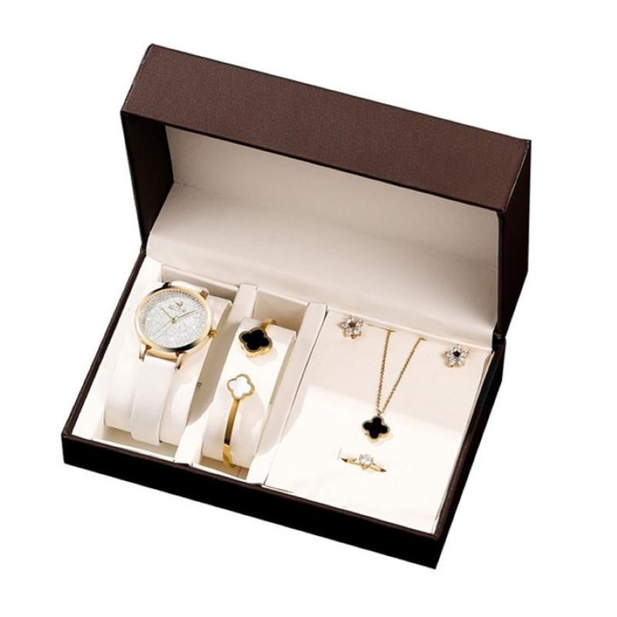 Orologi da polso 5 pezzi set orologio da donna di lusso set in acciaio inossidabile Jewerly quarzo orologi da donna regalo braccialetto in titanio Montre Femme3377