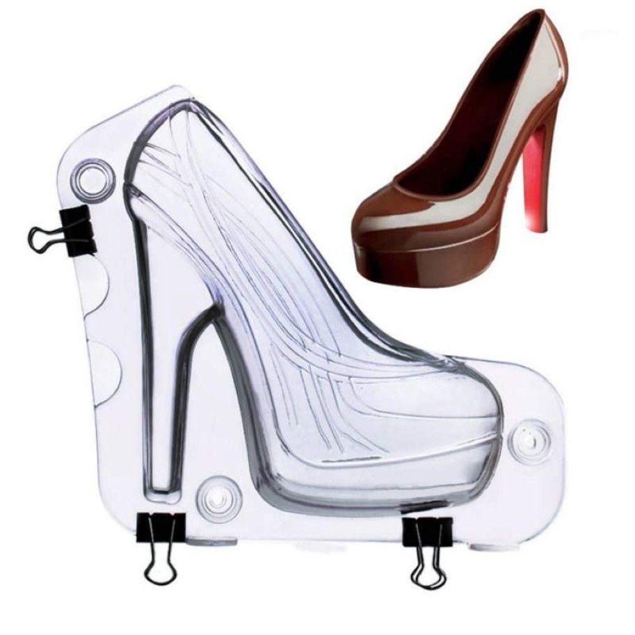 Grande taille 3D moule à chocolat chaussures à talons hauts bonbons gâteau décoration moules outils de gâteau bricolage maison cuisson pâtisserie outils dame chaussure Mold1232Z