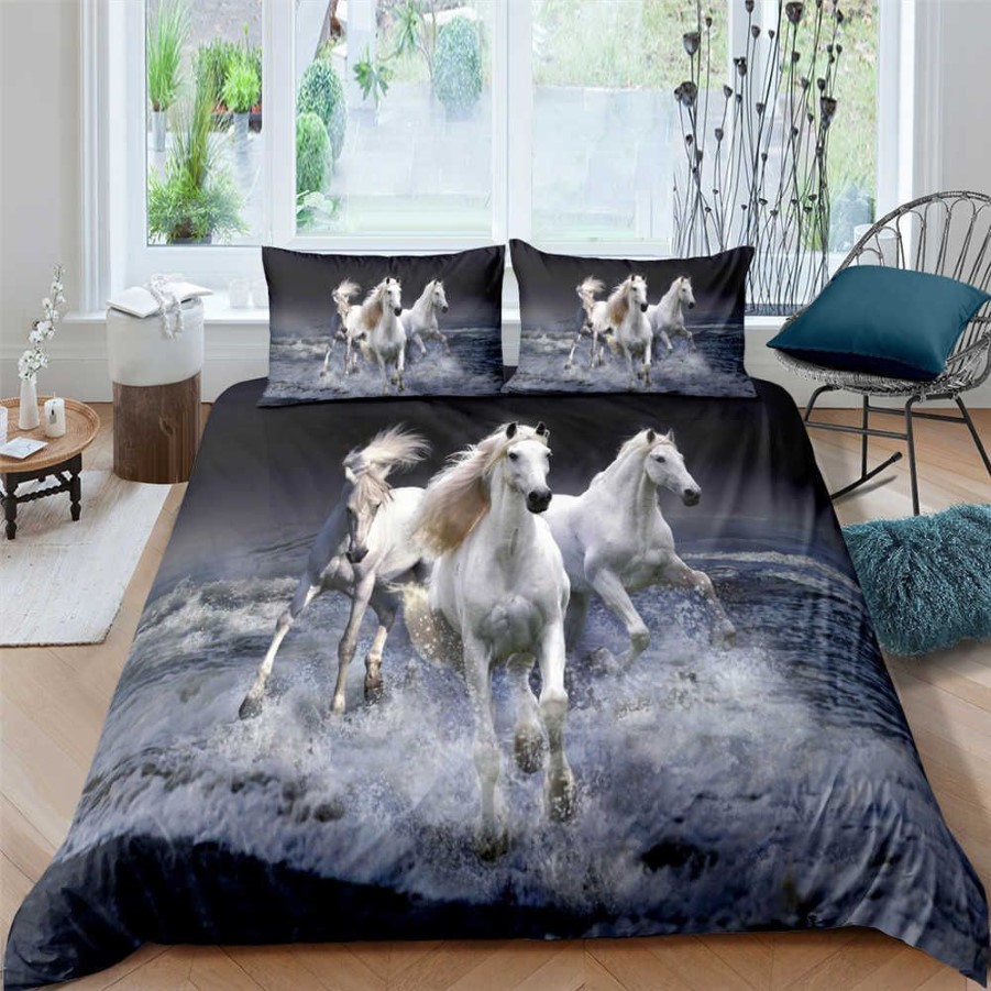 Bo niu conjunto de cama capa king size rainha cama completa cavalo animal quarto consolador h0913286o