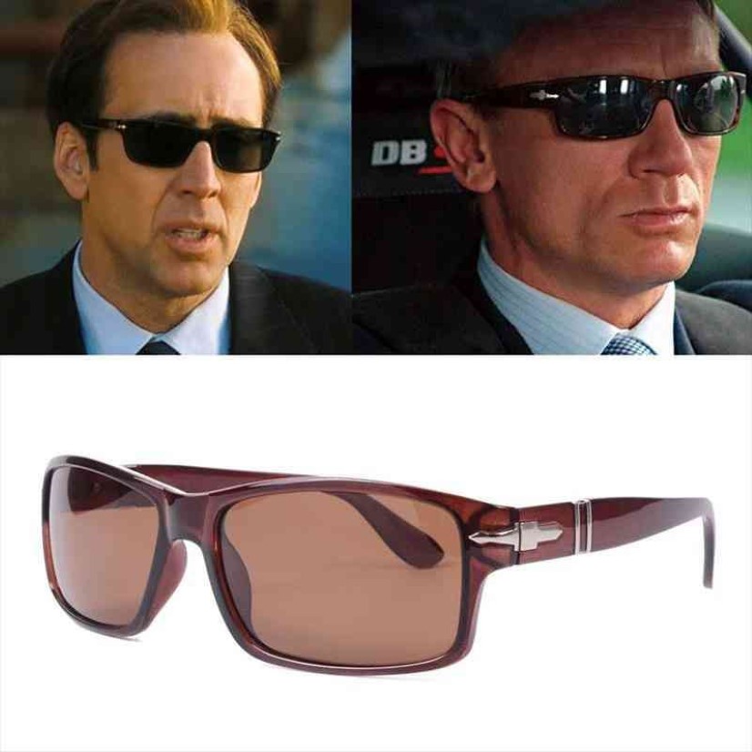 Classic Vintage Fashion James Bond 007 Square Style Polariserade solglasögon Män som kör varumärkesdesign Sol Glasögon Oculos de Sol2912