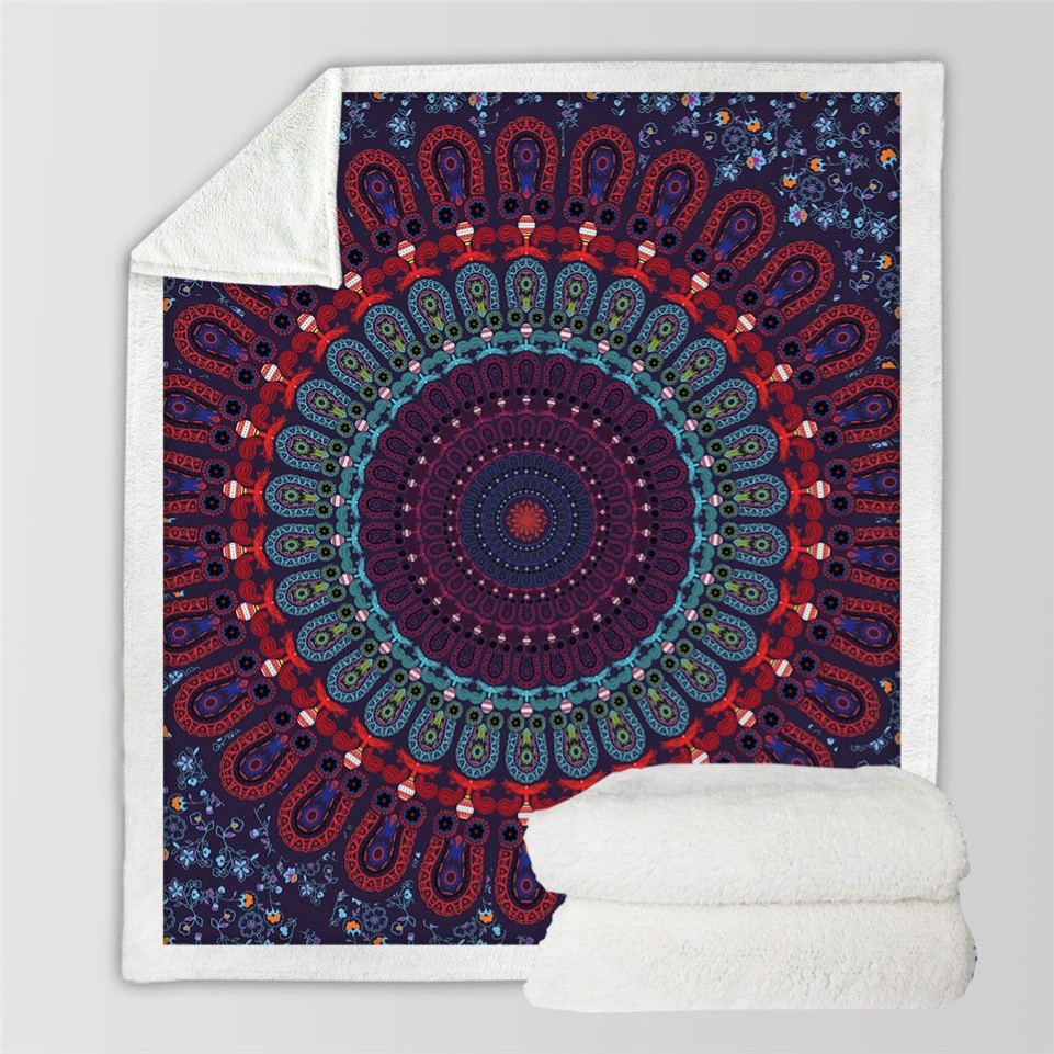 BeddingOutlet Mandala Blanket for Adults Microfiber Bohemian Plush Sherpa Throw Blanket on Bed Thin Quilt cobertor Bedding273V