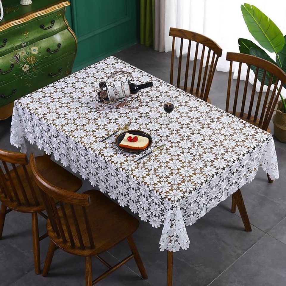 Table Cloth White Flower Lace Tablecloth Modern Simple Hand Hollowed Out Household Decorative Tea Square3001