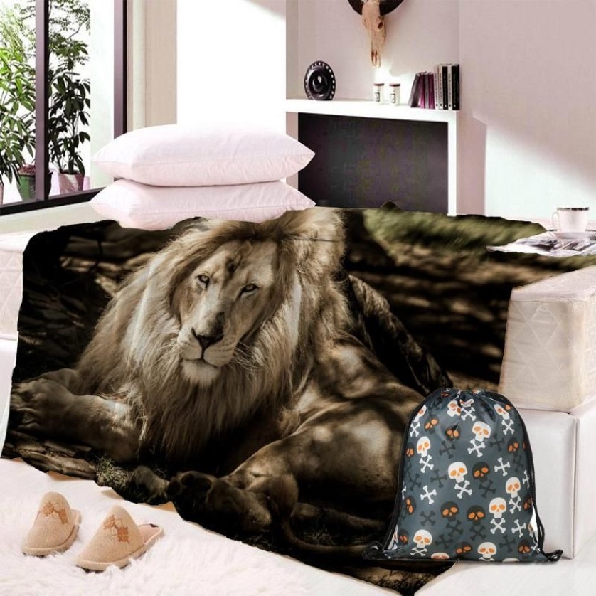 3D Aslan Kral Yıldız Baskılı Velvet Peluş Atma Battaniye Battaniye Yatak Yatağı Çocuk Kızı Sofa Sherpa Battaniye Kanepe Quilt281K