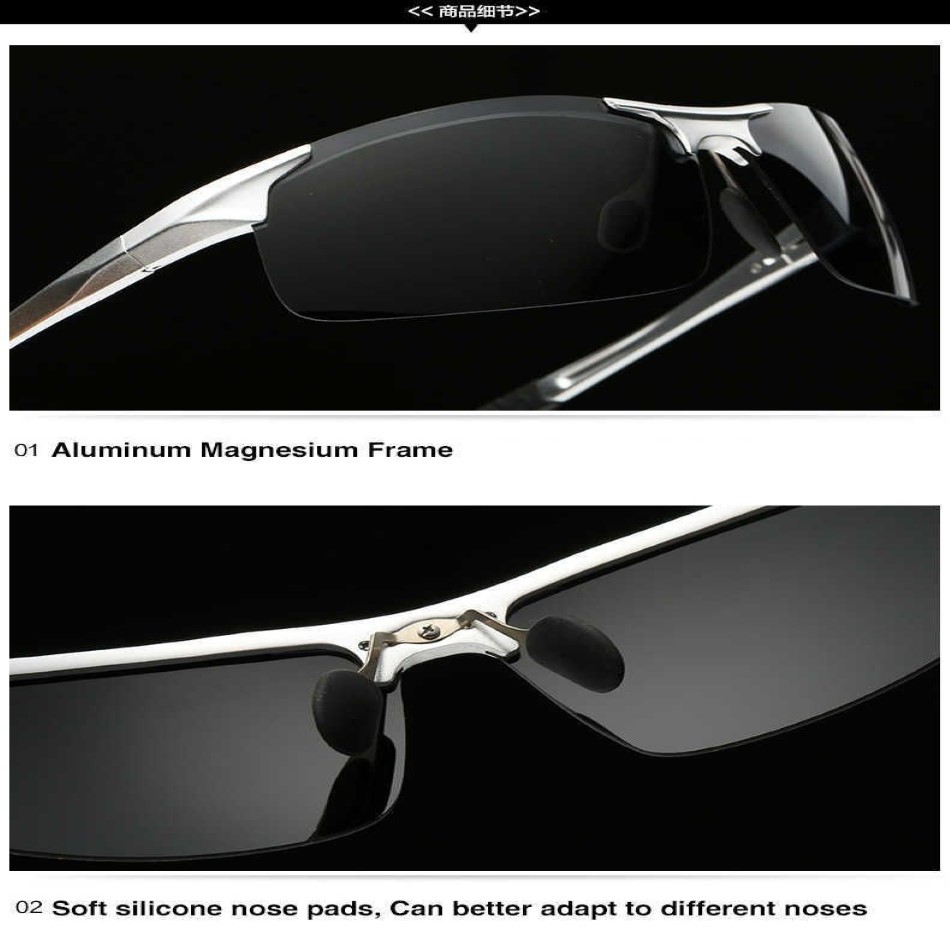 AORON Поляризованные солнцезащитные очки для вождения Мужские алюминиево-магниевые оправы Спортивные солнцезащитные очки для водителя Ретро-очки для водителя Солнцезащитные очки UV400 Anti- 211014281c