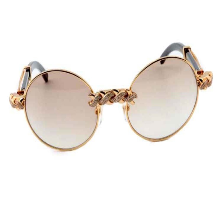 2019 New Retro Fashion Round Diamond Sunglasses 7550178 Natural Mixed Horn Luxury Luxury Sunglasses Glasses Size 55 57-22-135mm261s