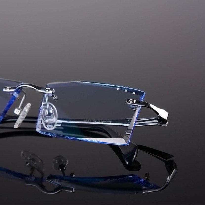 Fashion Sunglasses Frames Mens Eyewear Prescription Myopia Glasses Diamond Cutting Rimless Eyeglasses Professional Custom Hipster 3239