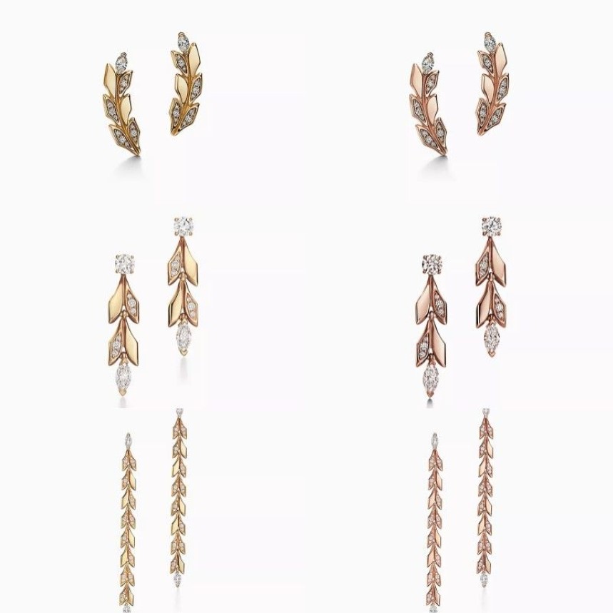 T Design Climber Stud örhängen Charm Convertible Vine Drop Love Earrings 925 Sterlling Silver 18K Gold Plated SMYELRY LUXURY Märke196x