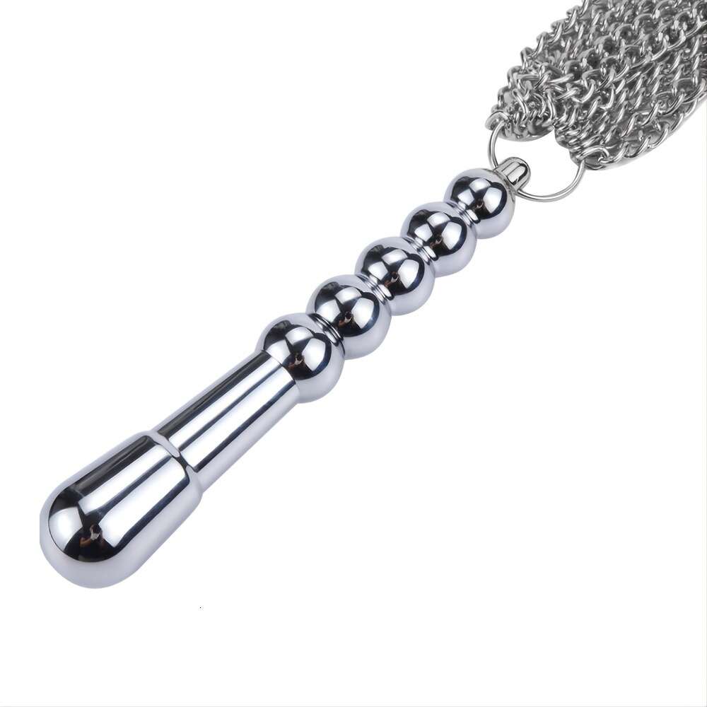 BDSM Metal Handle Chain Whip Flogger Fetish Paddle Flirting Fantasy Toy For SM Or Anal Sex Masturbation