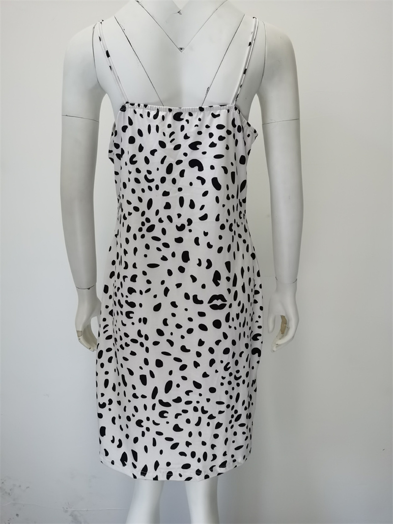 2024 Fashion Women Sexig klänning Leopard tryckt V-ringning Slim Montering Dress Summer ärmlösa klänningar Casualkläder