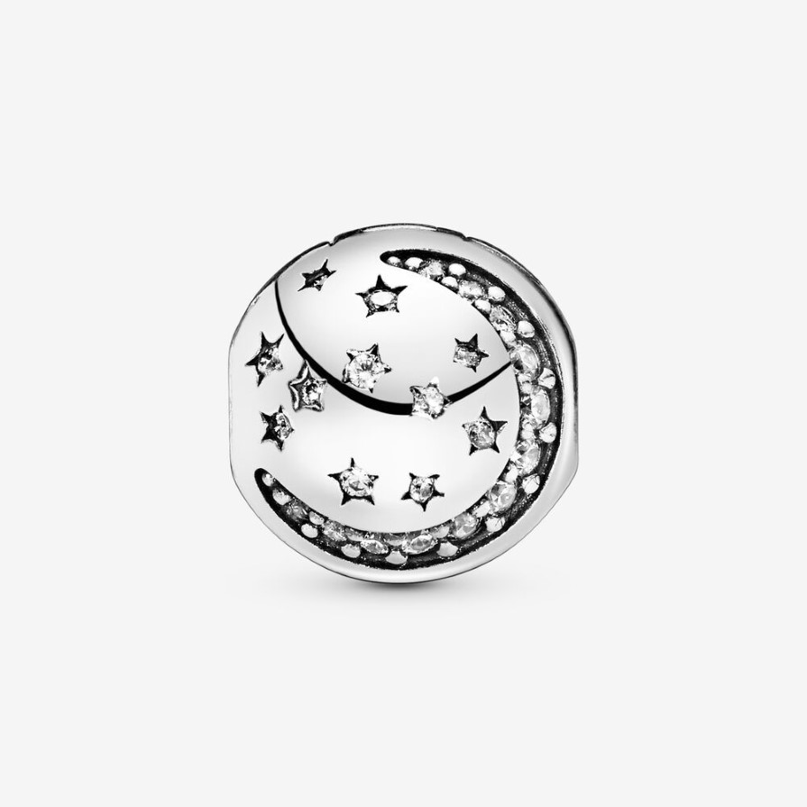 New Arrival 100% 925 Sterling Silver Moon and Twinkling Stars Clip Charm Fit Original European Charm Bracelet Fashion Jewelry Acce1955