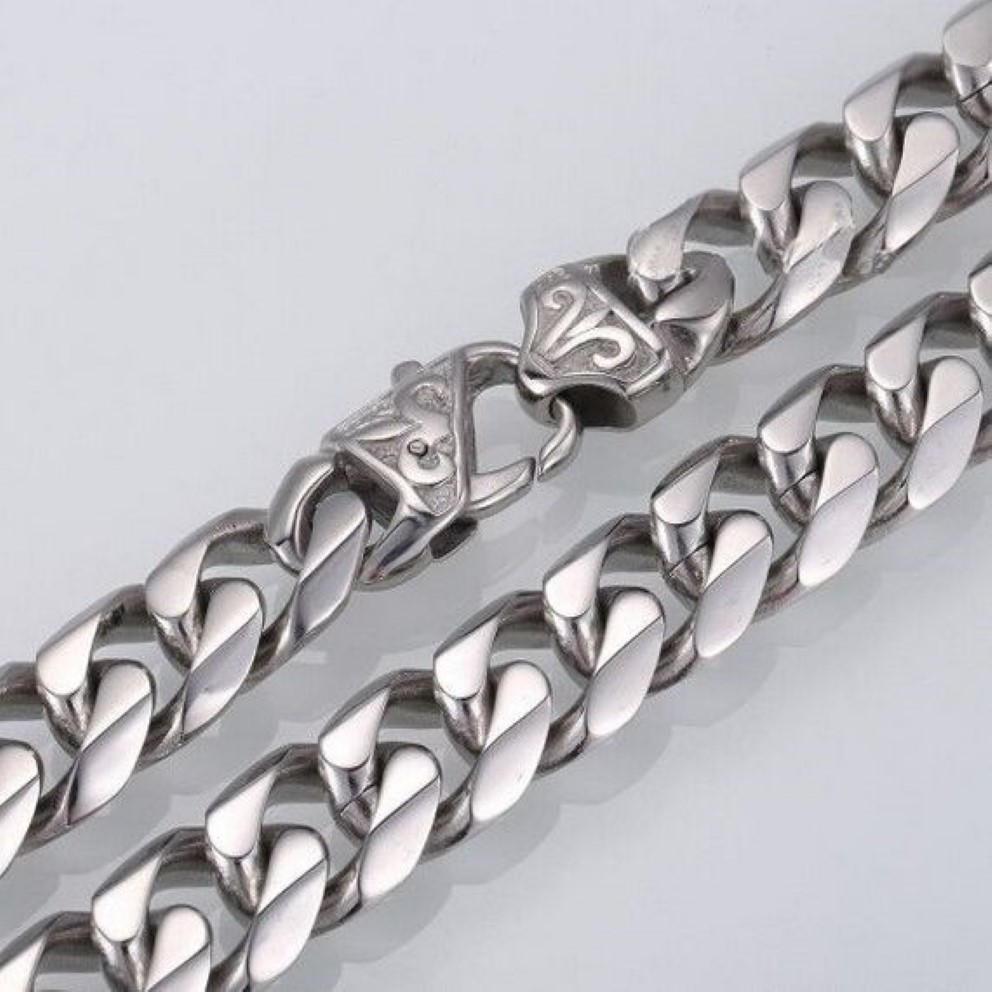 High Quality Jewelry 316L Stainless Steel men's 13mm 15mm Curb Chain Link Necklace Vintage Clasp for Men's Gifts 20 in251x