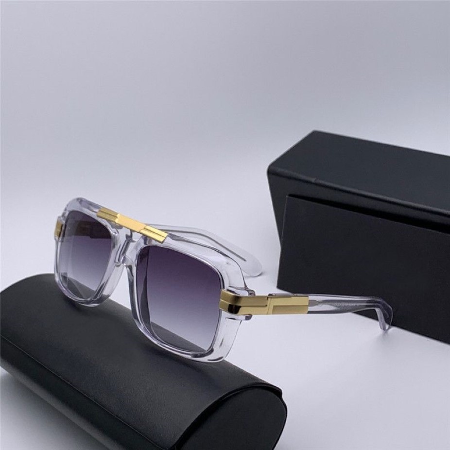 Vintage quadratische Sonnenbrille Legends 663 Crystal Gold Grey Gradient Sonnenbrille Herren Sonnenbrille Brille Neu mit Box320D