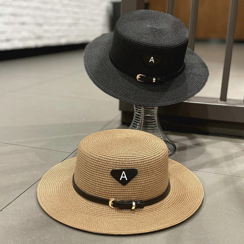 Chapéu de palha plana designer feminino jazz aba larga chapéu moda masculina protetor solar boné para mulheres primavera verão férias bonés praia guarda-sol chapéus de alta qualidade