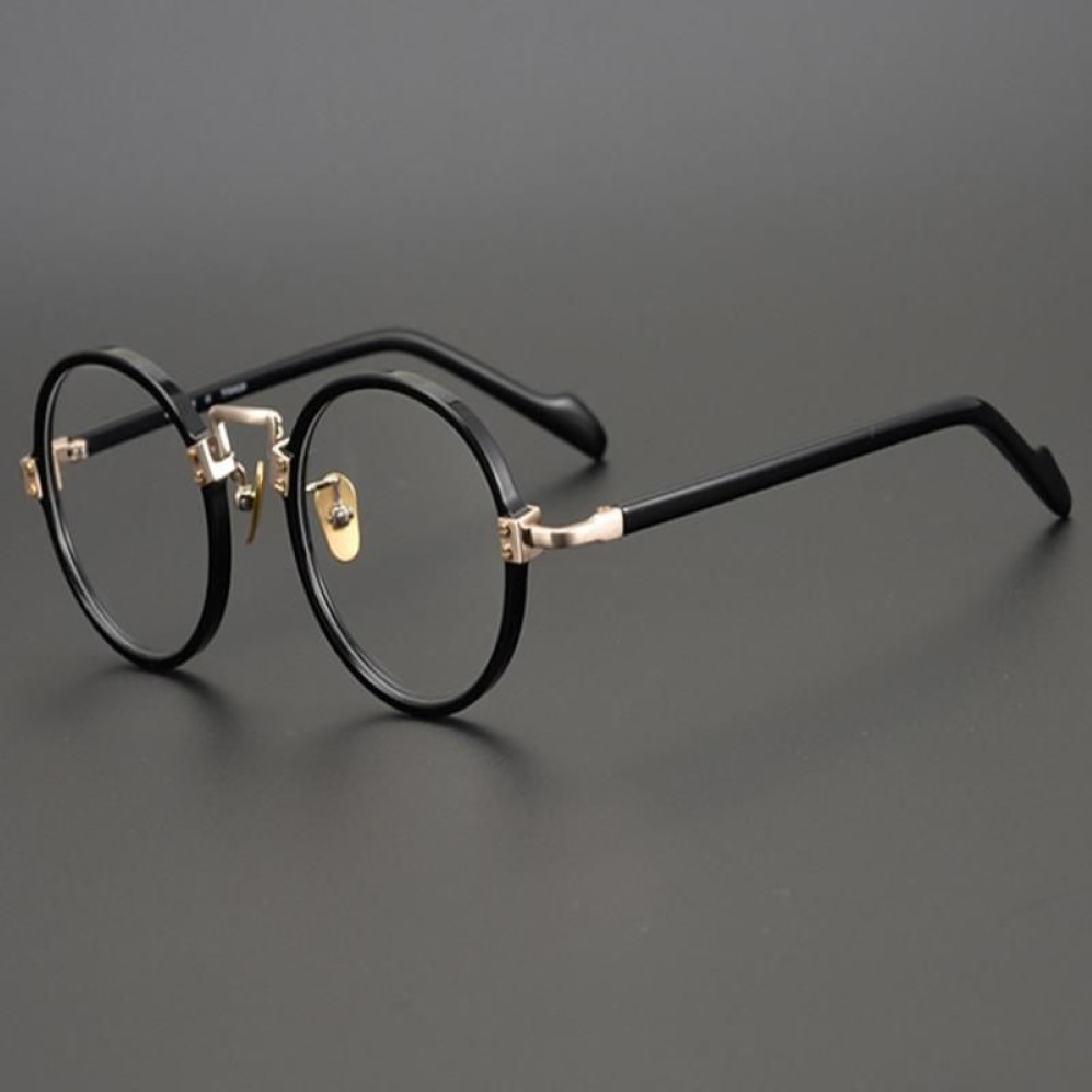패션 선글라스 프레임 일본 수제 순수 티타늄 안경 남성 레트로 라운드 프레임 광학 안경 처방 빈티지 my321d
