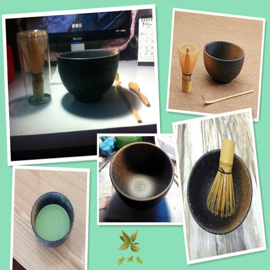 Conjuntos de 3 peças de cerimônia inteira matcha tigela colher de bambu matcha whisk teaware234S