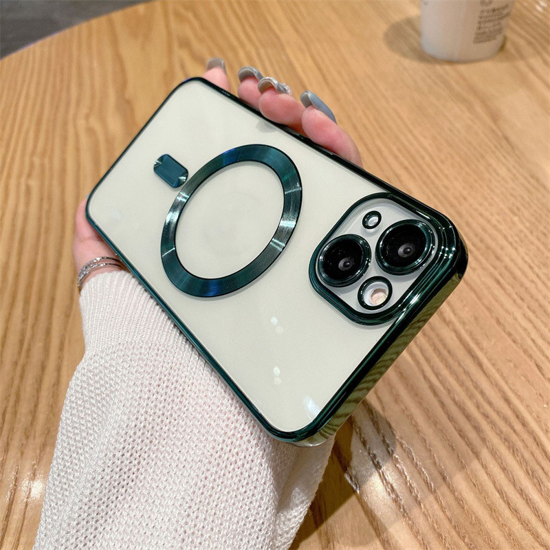 Clear Magsafe Magnetic Cases Soft TPU Silicone Shockproof Cover With Camera Lens Film Protector for iPhone 15 14 13 12 11 Pro Max iPhone 15 15Pro 15Plus Dropshipping