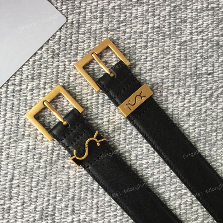 Ceinture en cuir authentique étroite en haut avec lettre de boucle de boucle