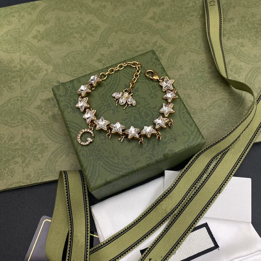 Luxe Ontwerpers Ster Dames Bedelarmbanden Trend modearmbanden boetiek cadeau sieraden behoorlijk mooi Dubbele letter Enamel333t