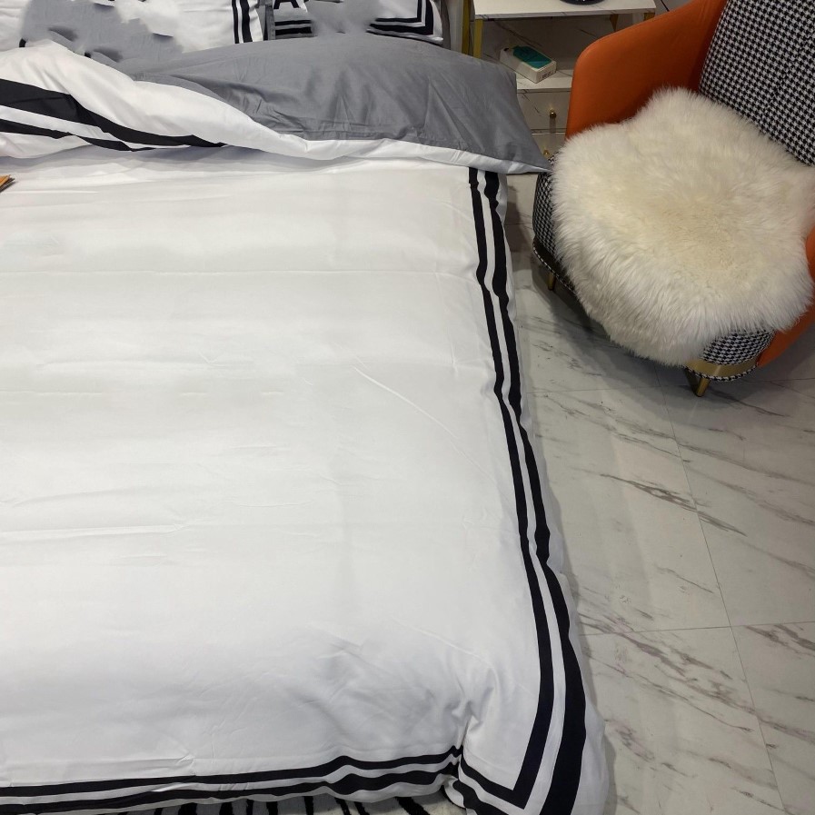 wit zwart modeontwerpers beddengoed sets luxe dekbedovertrek kingsize queen size laken kussenslopen designer dekbed set299q