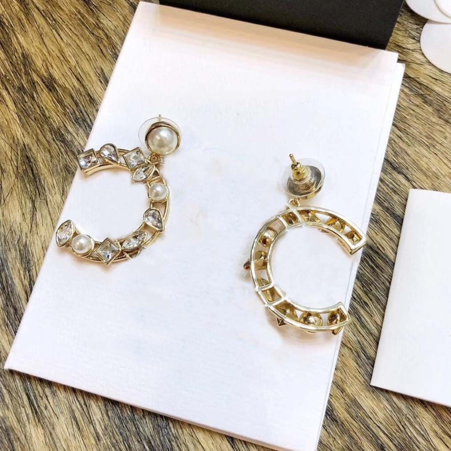 2022 Topkwaliteit Charm Dangle Drop Earring met sprankelende diamant en parel voor vrouwen bruiloft sieraden cadeau hebben doos stempel PS4113287r